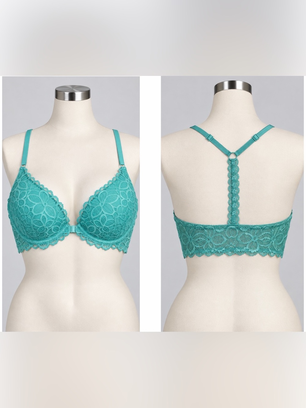 Victoria secret Teal Lace -Front-Close Bralette size 36 C